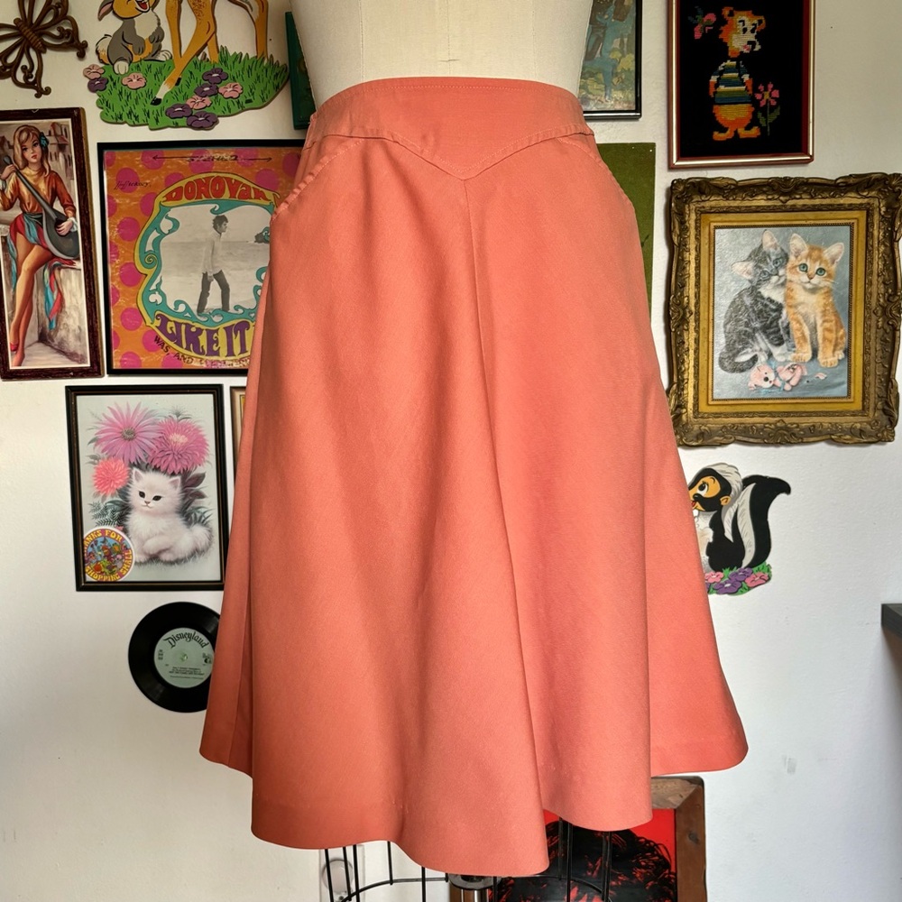 Vintage 70s V waist western a line skirt